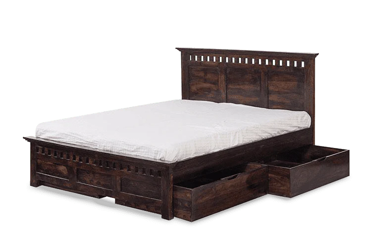 Solid Wood Kuber Bed with Drawer Trolley Storages