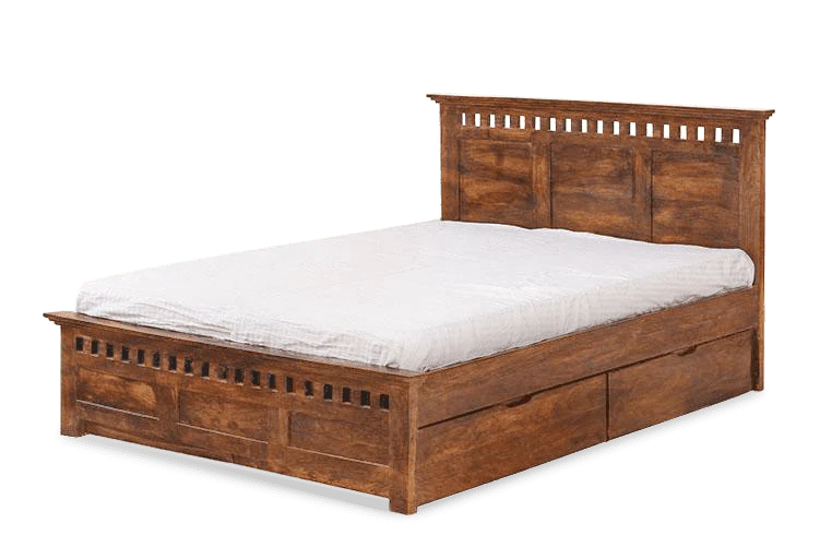 Solid Wood Kuber Bed with Drawer Trolley Storages