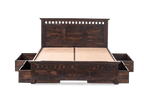Solid Wood Kuber Bed with Drawer Trolley Storages