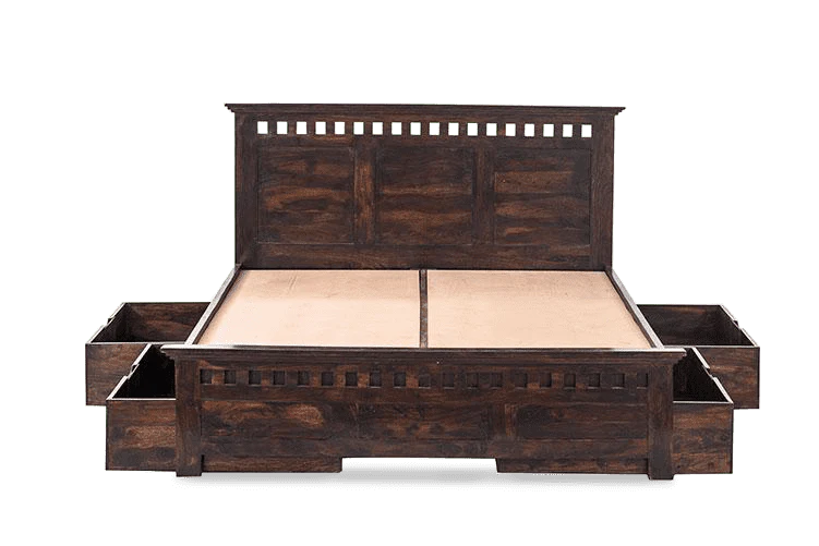 Solid Wood Kuber Bed with Drawer Trolley Storages