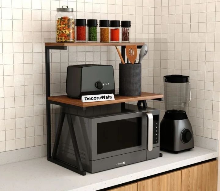 Ascot Engineered Wood Microwave Stand With 2 Tier Kitchen Organizer Storage