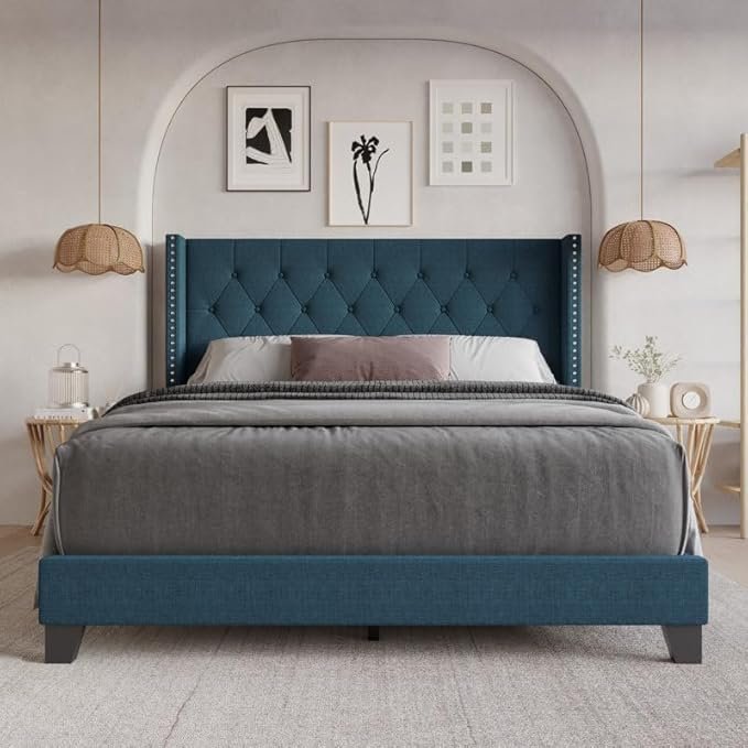 Modern Upholstered King Size Bed | Premium Fabric Bed
