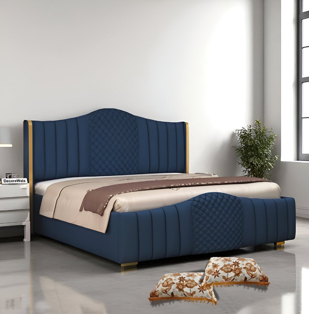Wooden Bed with Upholstery & Box Storage