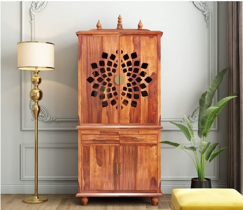 Mandir Design for Home Wooden Temple Modern Pooja unit