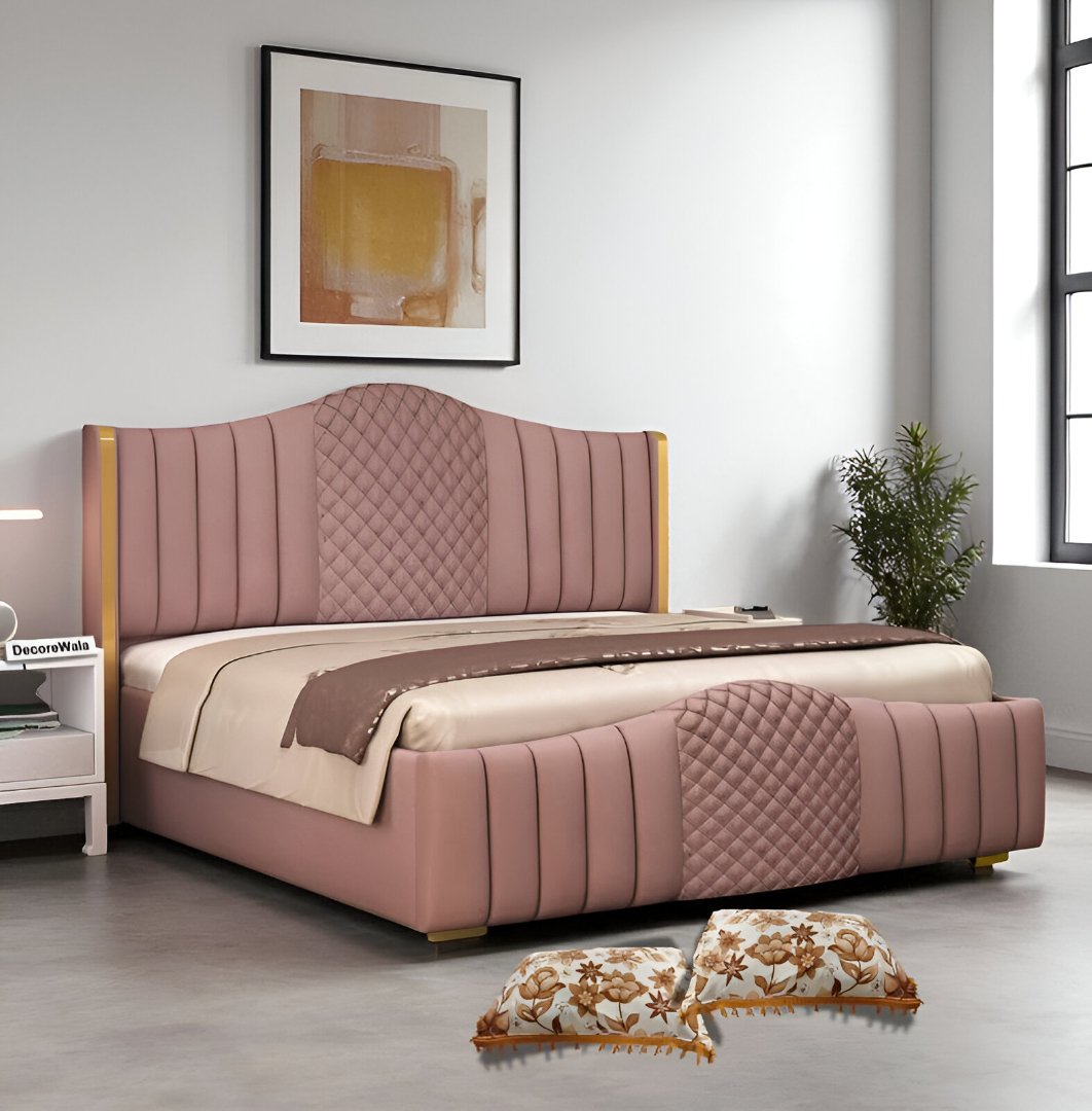 Wooden Bed with Upholstery & Box Storage