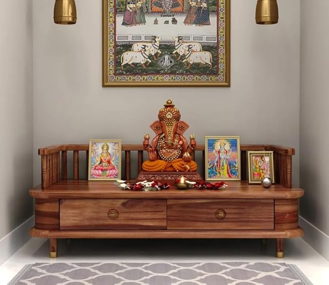 Mandir Design for Home Wooden Temple Modern Pooja unit