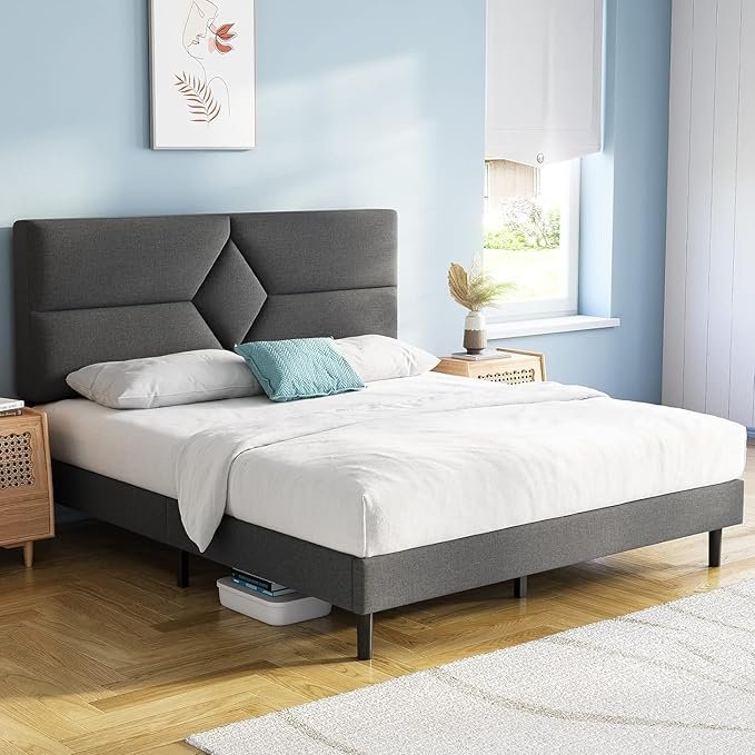 Modern Upholstered King Size Bed | Premium Fabric Bed