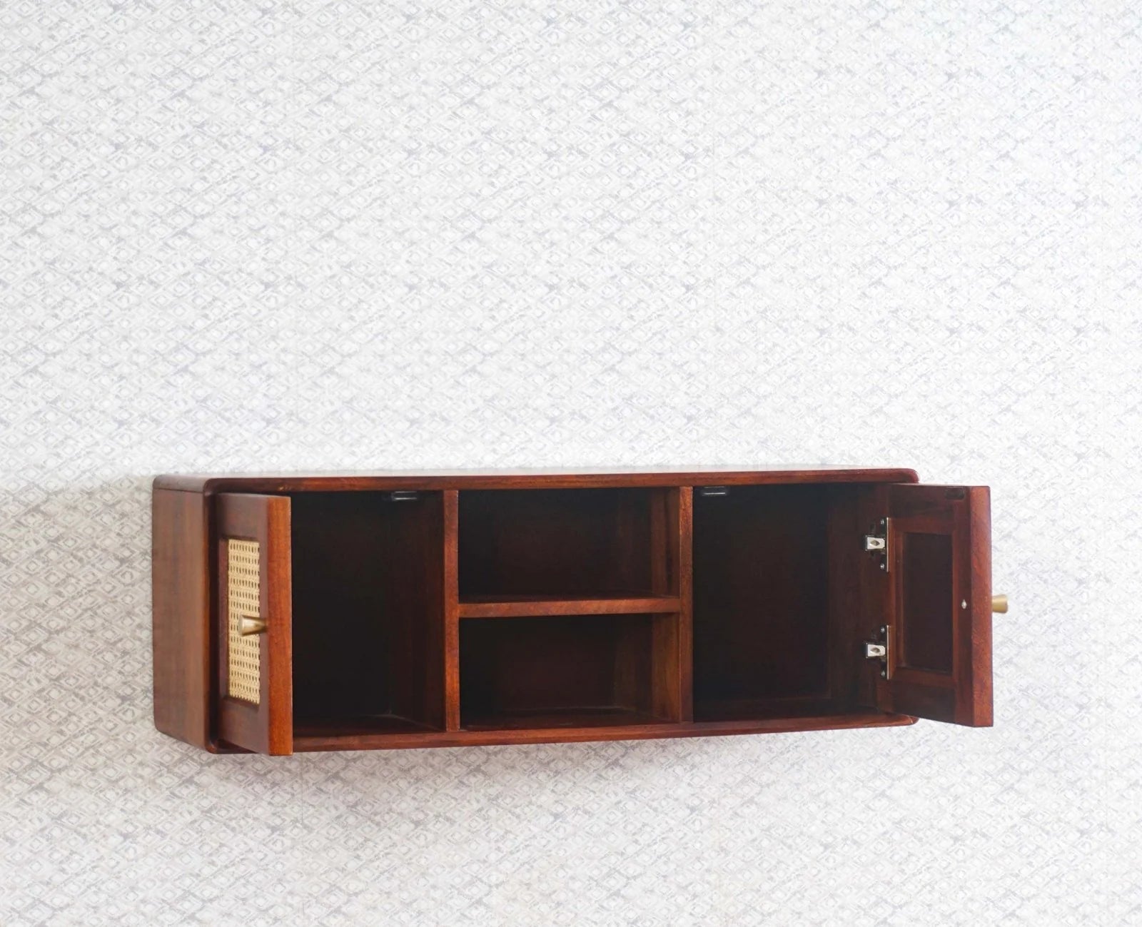 Sitlyne Solid Wood Two Door Wall Shelf
