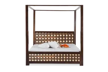 Solid Wood Luxury Poster Bed with Hydraulic Storage
