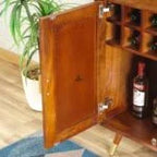 Boston Solid Wood Rattan Cane Bar Cabinet with Glass Holder Storage