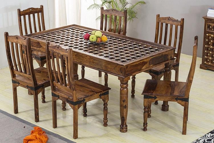 Solid Wood Brass Dining Set