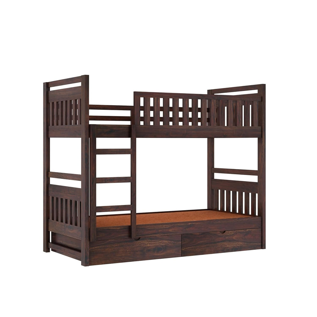 Timblyn Solid Sheesham Wood Bunk Bed (Drawer Storage)