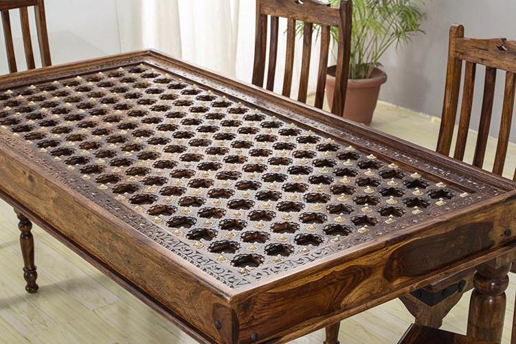 Solid Wood Brass Dining Set