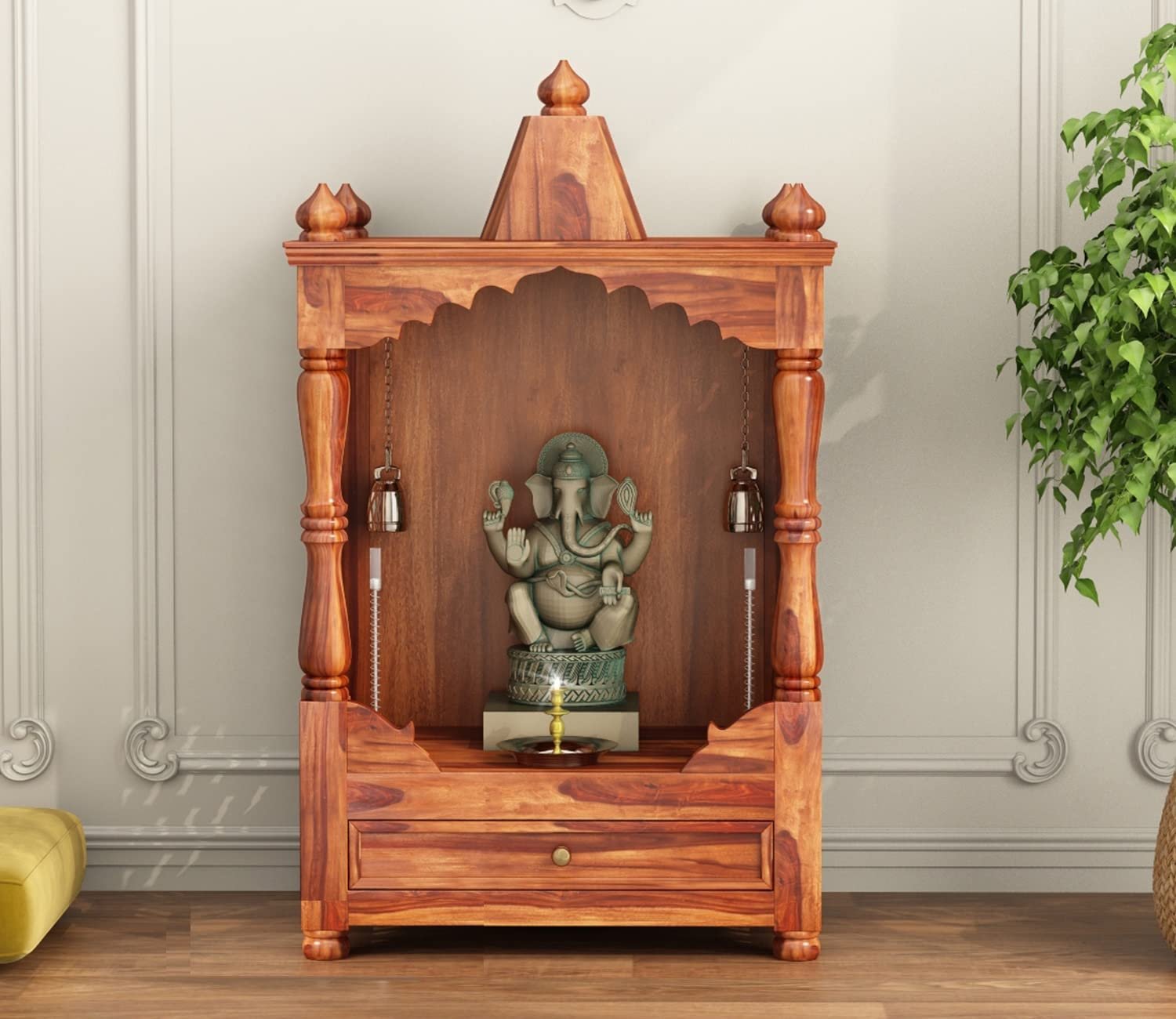 Mandir Design for Home Wooden Temple Modern Pooja unit