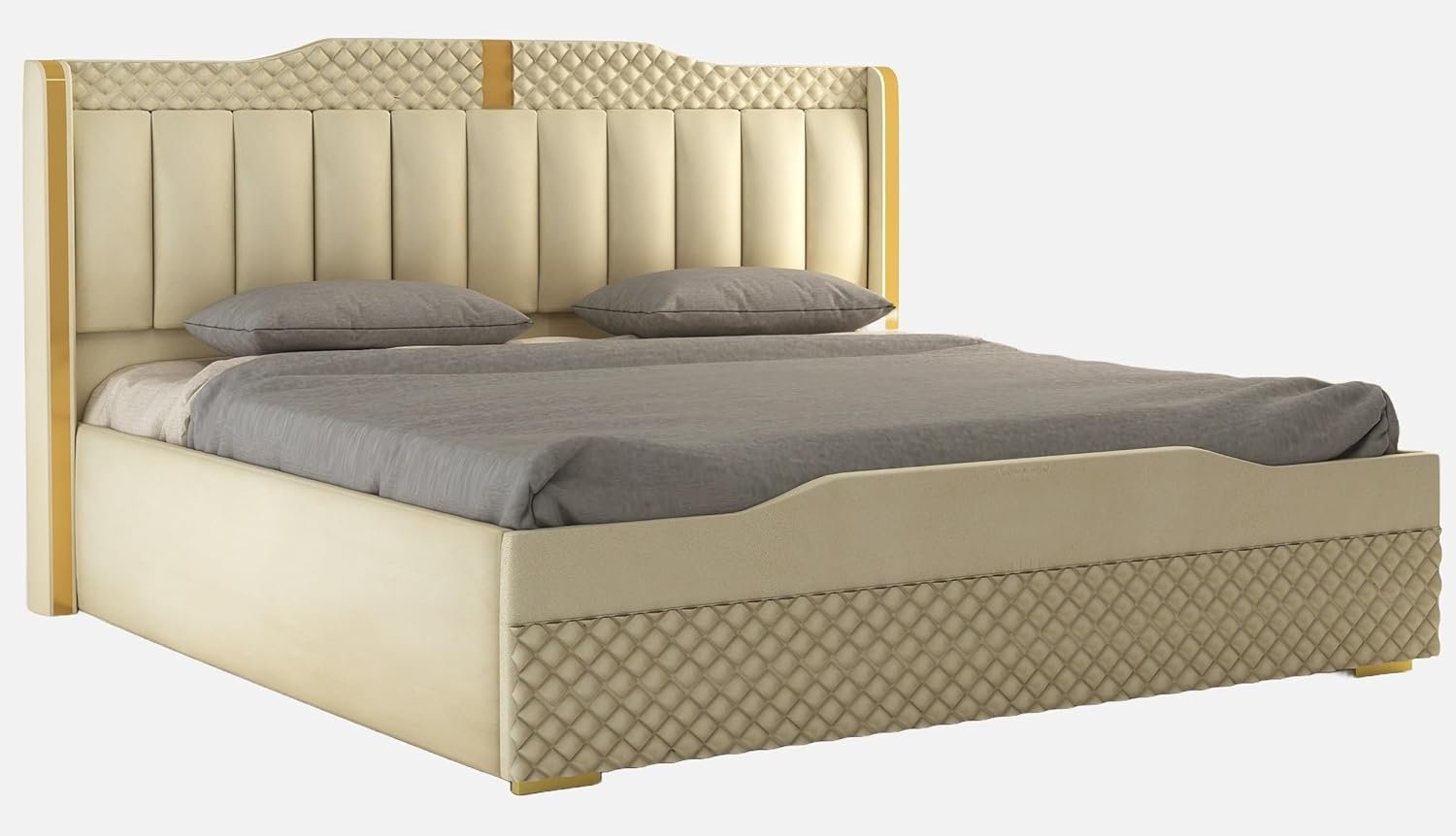 Solid Wood Upholstered Bed with Box Storage | For Bedroom & Living Room