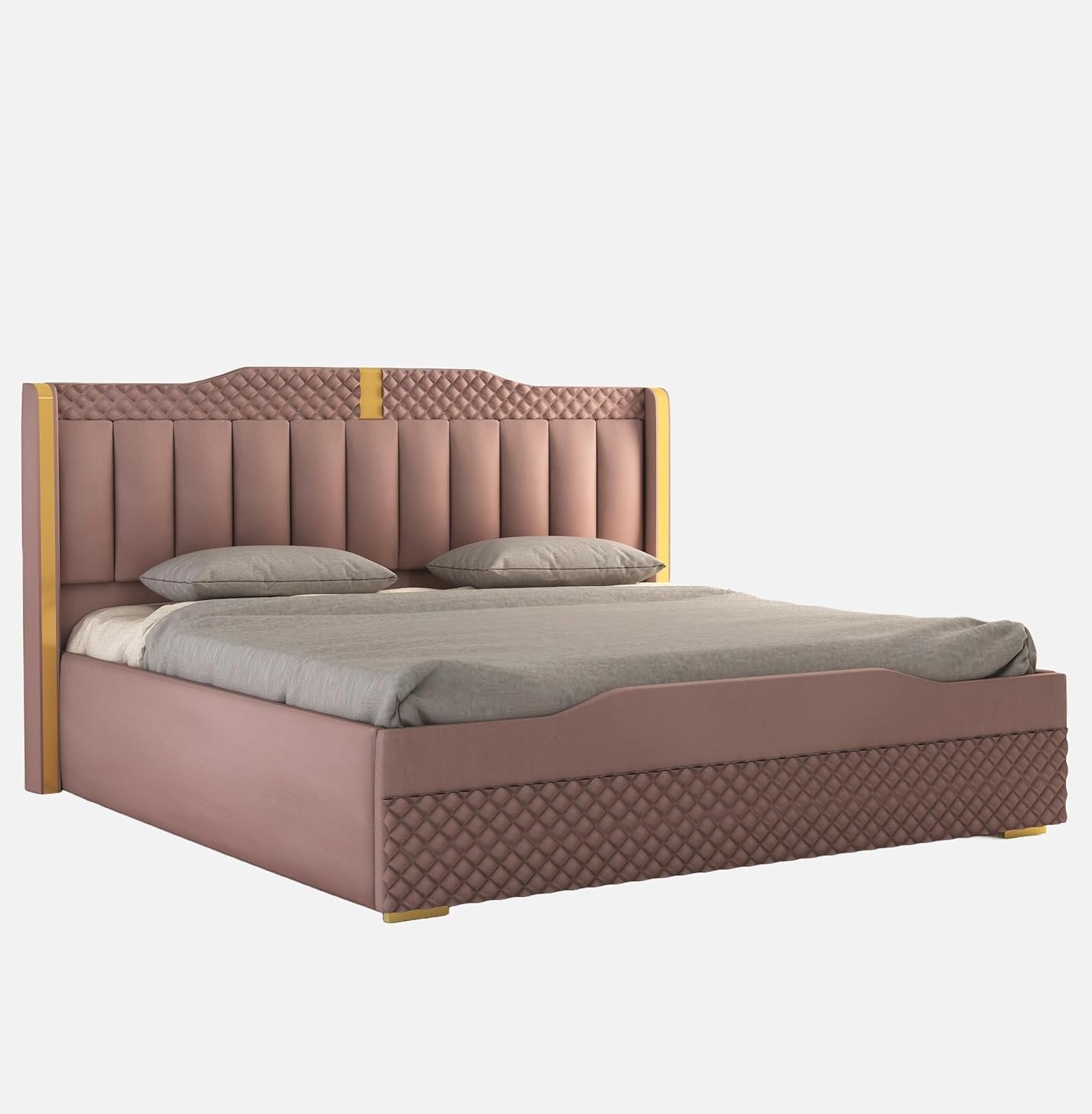 Solid Wood Upholstered Bed with Box Storage | For Bedroom & Living Room