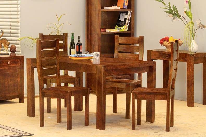Solid Wood Cubex Dining Set with Bench