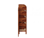 Sheesham Wood and Cane Corner Bookshelf