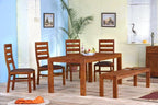 Solid Wood Cubex Dining Set with Bench