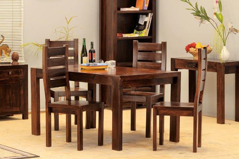 Solid Wood Cubex Dining Set with Bench