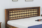 Solid Wood Brass Bed A with Storage