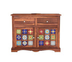 PINDORA Solid Wood Cabinet Sideboard with 2 Drawers & 2 Door Storage