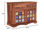 PINDORA Solid Wood Cabinet Sideboard with 2 Drawers & 2 Door Storage