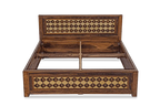 Solid Wood Brass Bed A with Storage