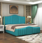 Wooden Bed with Upholstery & Box Storage