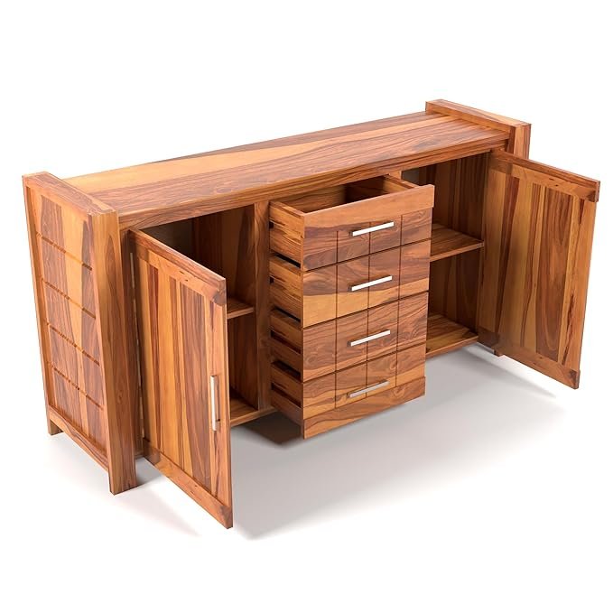 Solid Sheesham Wood Sideboard Storage Cabinet for Living Room/Bedroom