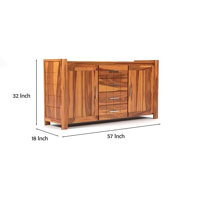 Solid Sheesham Wood Sideboard Storage Cabinet for Living Room/Bedroom