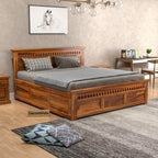 Modern Solid Wooden Bed With Storage Area