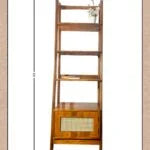 Staircase bookshelf with Rattan mesh door