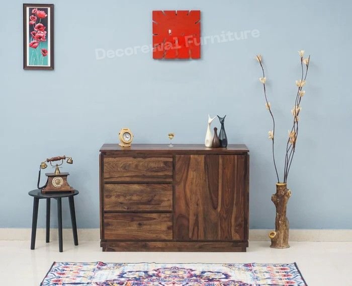 Panama Sheesham Wood 3 Drawer 1 Door Sideboard