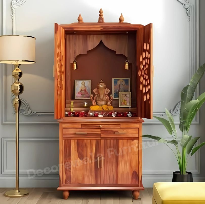 Mandir Design for Home Wooden Temple Modern Pooja unit