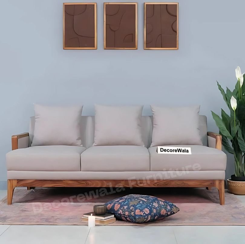 Modario Rattan Sofa 3 Seater Textured Light Brown