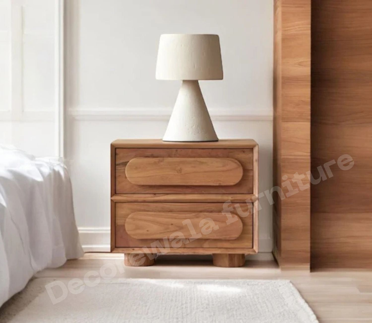 Chicago Solid Wood Two Drawer Bedside Table