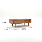 Drawenzo Solid Wood Rattan Cane Drawer Coffee Table