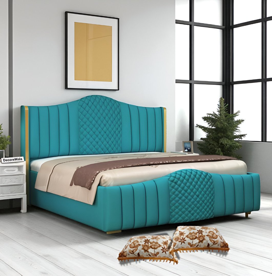Wooden Bed with Upholstery & Box Storage