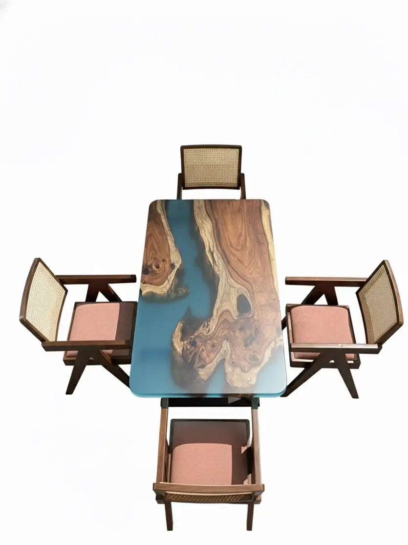 AquaLuxe Live Edge Epoxy Dining Table