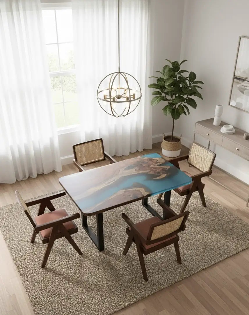 AquaLuxe Live Edge Epoxy Dining Table