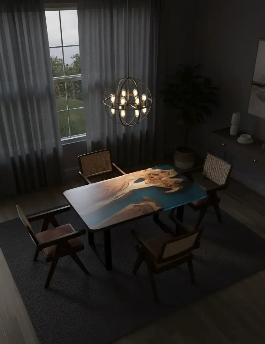 AquaLuxe Live Edge Epoxy Dining Table