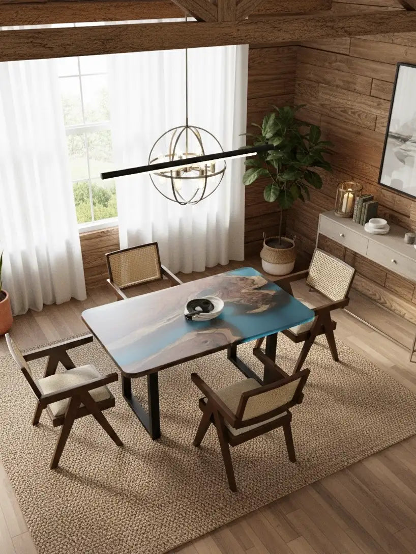 AquaLuxe Live Edge Epoxy Dining Table