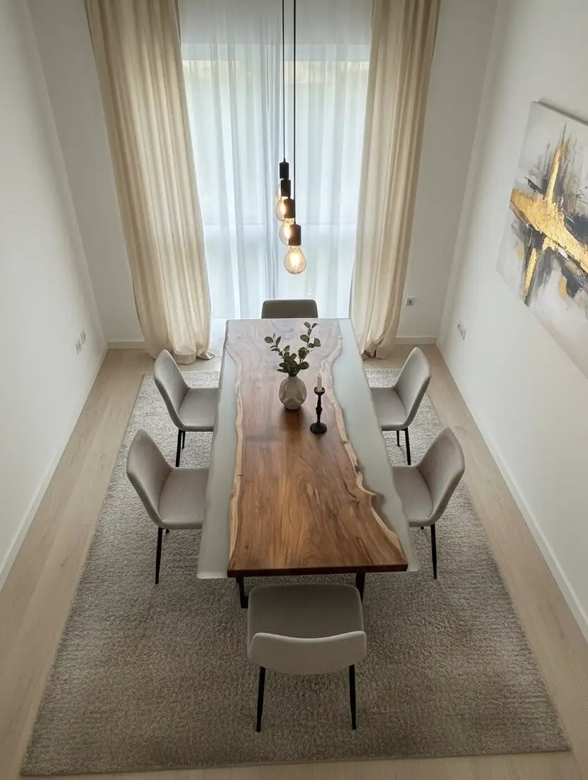 Walnora Epoxy River Dining Table – Solid Wood Masterpiece
