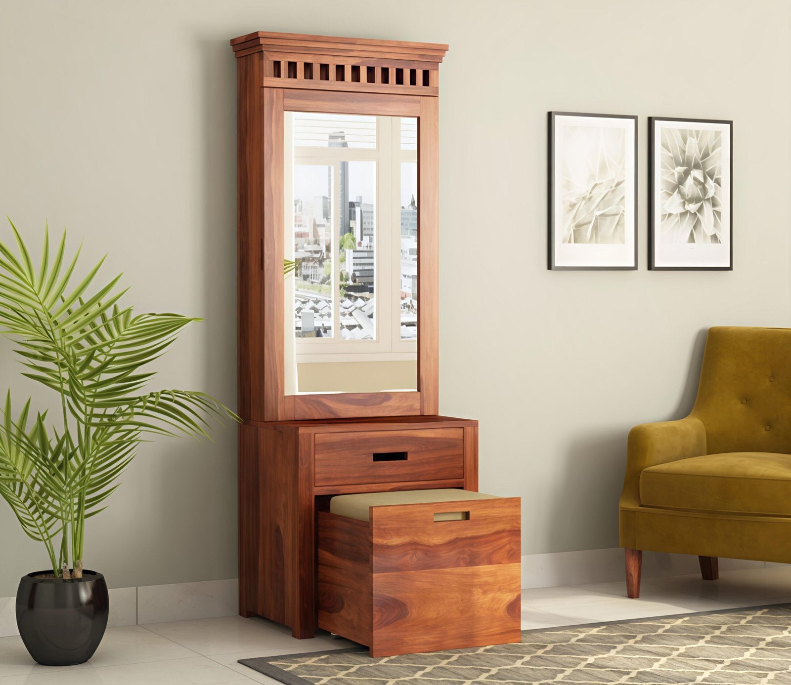 Sonavia Dressing Table With Storage Stool