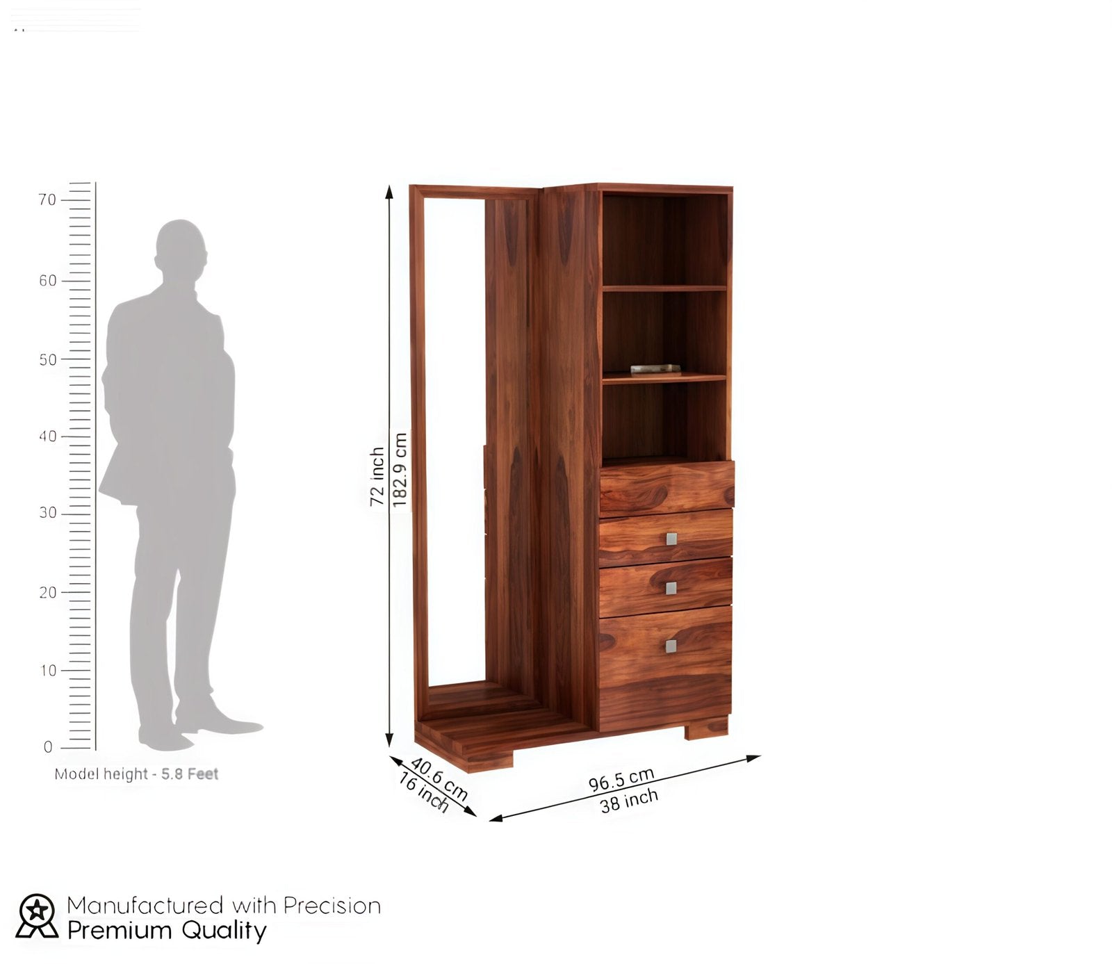 Bellavue Sheesham Wood Dressing Table with Storage