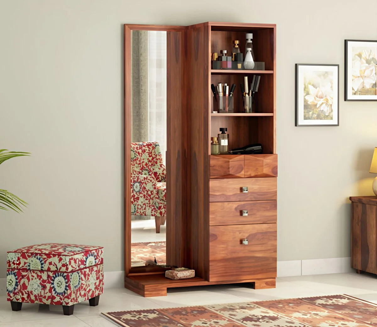 Bellavue Sheesham Wood Dressing Table with Storage