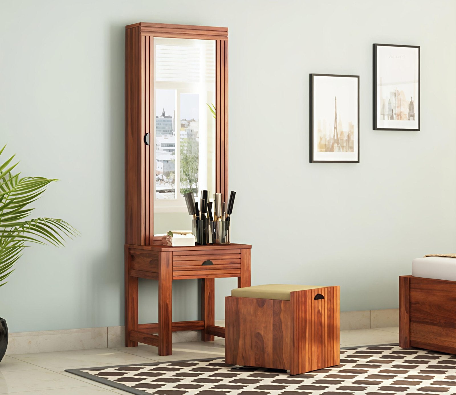 Velvetra Dressing Table with Stool and Storage