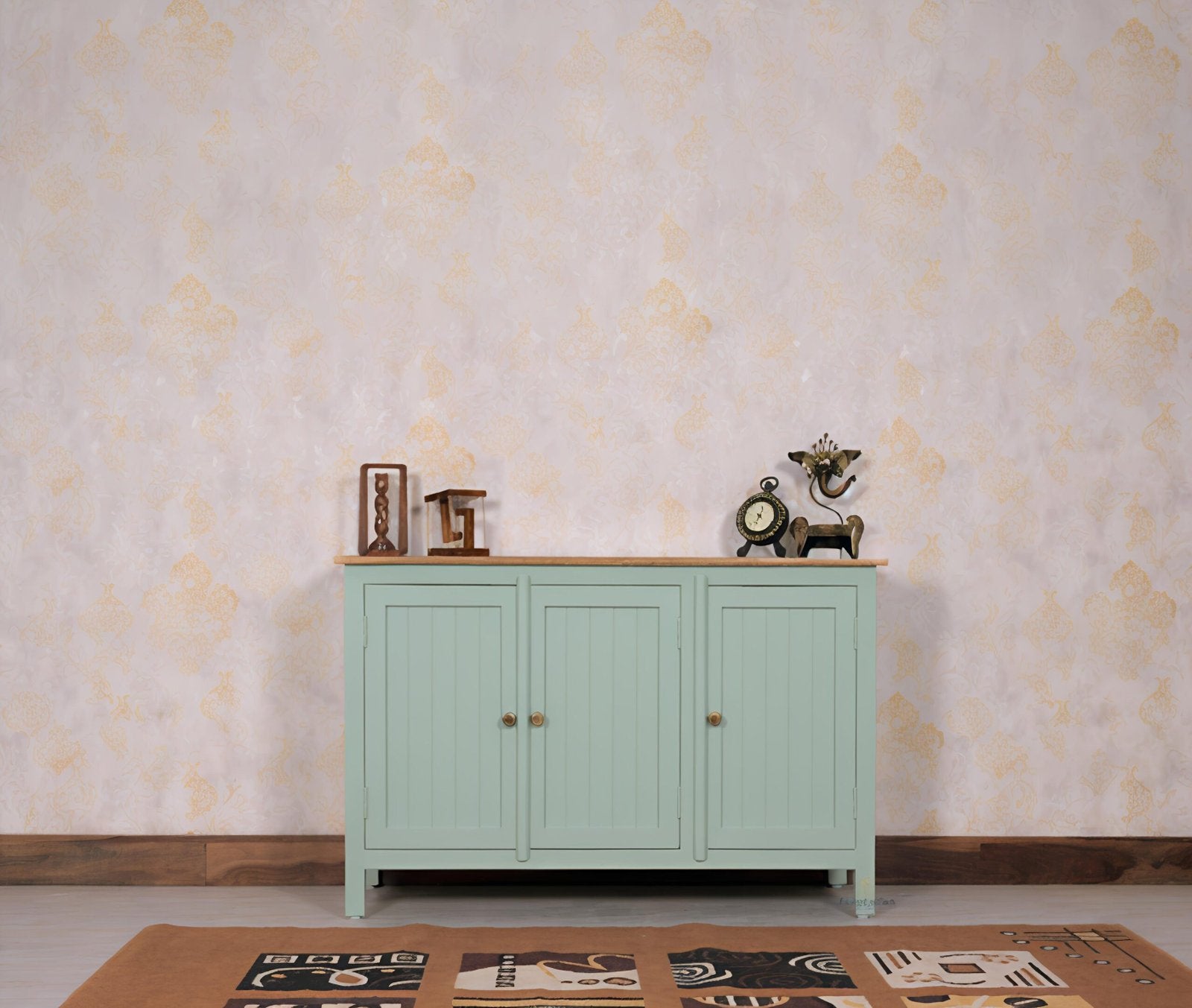 Dreamure Solid Wood Three Door Storage Tall Cabinet