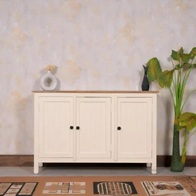Dreamure Solid Wood Three Door Storage Tall Cabinet